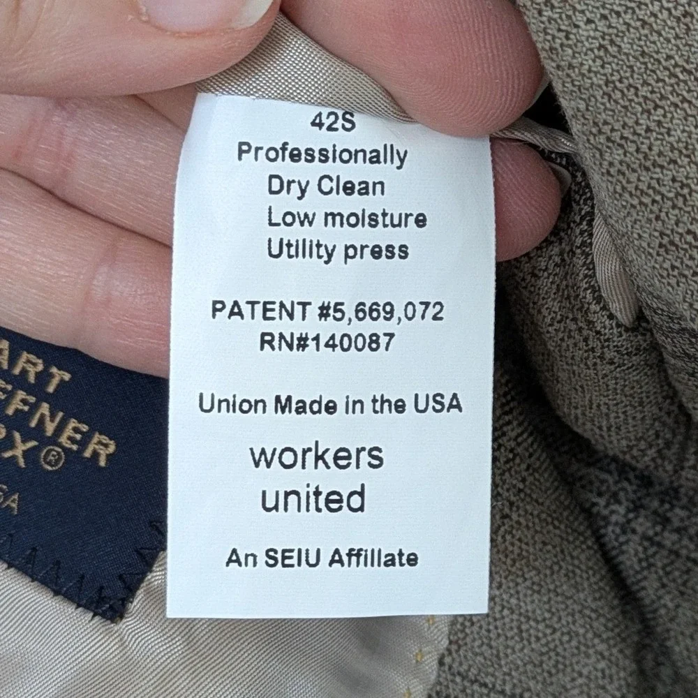 Hart Schaffner Marx Plaid Blazer Mens 42S Tan Glen Check Sport Coat USA Made